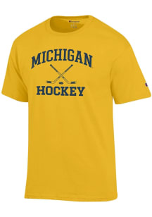 Champion Michigan Wolverines Yellow Hockey Jersey Short Sleeve T Shirt