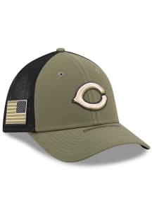 New Era Cincinnati Reds Mens Olive 2026 MLB Armed Forces Day 39THIRTY M Crown Flex Hat