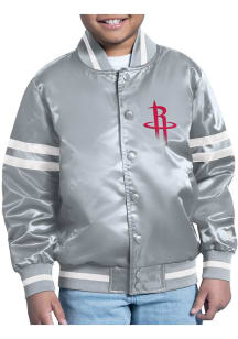 Starter Houston Rockets Youth Grey Comic Satin Medium Weight Jacket