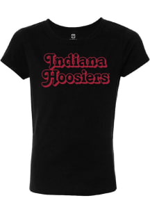 Summit Sportswear Indiana Hoosiers Girls Black Wordmark Short Sleeve Tee