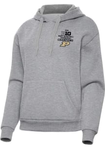 Antigua Purdue Boilermakers Womens Grey 2026 Mens Big Ten Tournament Champs Victory Hooded Sweatsh..