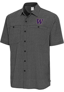 Antigua Washington Huskies Mens Navy Blue Mosiaic SS Short Sleeve Dress Shirt