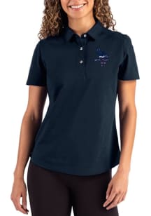 Cutter and Buck Minnesota Vikings Womens Navy Blue Americana Advantage Short Sleeve Polo Shirt