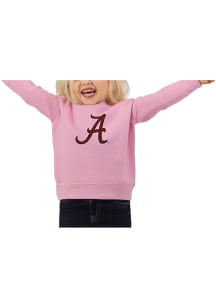 Little King Alabama Crimson Tide Toddler Pink Glitter Long Sleeve Crew Sweatshirt