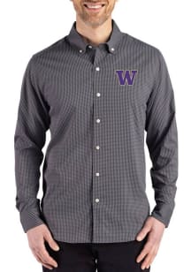 Cutter and Buck Washington Huskies Mens Black Skyline Long Sleeve Dress Shirt