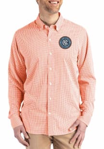 Cutter and Buck New York City FC Mens Orange Skyline Long Sleeve Dress Shirt