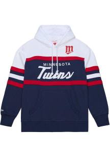 Mitchell and Ness Minnesota Twins Mens Navy Blue Head Coach Fashion Hood