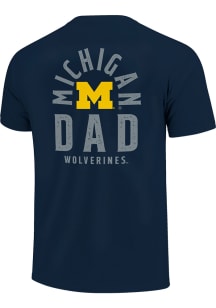 Michigan Wolverines Navy Blue Mascot Overlay Dad Short Sleeve T Shirt