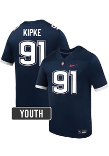 Mateo Kipke UConn Huskies Youth Navy Blue Nike NIL Name And Number Football Jersey