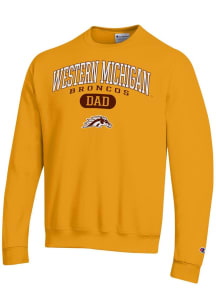 Champion Western Michigan Broncos Mens Gold Dad Pill Powerblend Long Sleeve Crew Sweatshirt