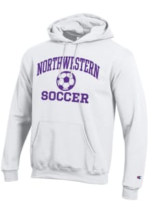 Champion Northwestern Wildcats Mens White Soccer Icon Powerblend Long Sleeve Hoodie