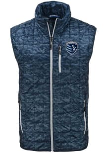 Cutter and Buck Sporting Kansas City Mens Navy Blue Rainier PrimaLoft Printed Sleeveless Jacket