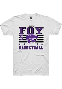 Aniya’ Foy K-State Wildcats White NIL Striped Short Sleeve Player T Shirt