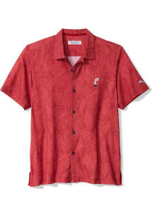 Tommy Bahama Cincinnati Bearcats Mens Red Saltwater Fronds Short Sleeve Dress Shirt