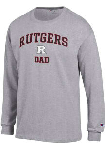 Champion Rutgers Scarlet Knights Grey Arch Logo Dad Jersey Long Sleeve T Shirt