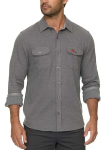 Nebraska Cornhuskers Mens Charcoal Hero Solid Twill Knit Long Sleeve Dress Shirt