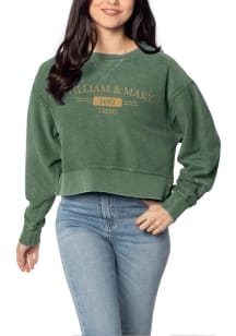 William & Mary Tribe Womens Green Corded Boxy Crew Sweatshirt