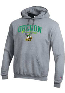 Champion Oregon Ducks Mens Grey Grandma Script Powerblend Long Sleeve Hoodie