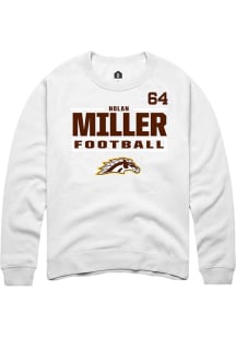 Nolan Miller Western Michigan Broncos Mens White Football NIL Stacked Box Player Crew