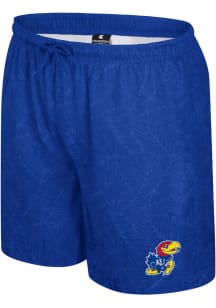 Colosseum Kansas Jayhawks Mens Royal Blue Duncan Camp Swim Trunks