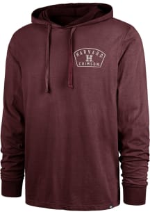 47 Harvard Crimson Mens Crimson Wordmark Shield Long Sleeve Lightweight Hoodie