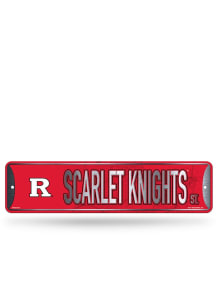 Rutgers Scarlet Knights Primary 4x15 Metal Street Sign - Silver