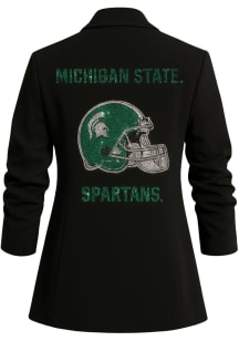 Michigan State Spartans Womens Black Helmet Ruched Medium Weight Jacket