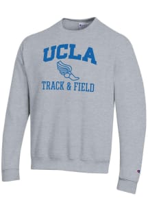 Champion UCLA Bruins Mens Grey Track & Field Icon Powerblend Long Sleeve Crew Sweatshirt