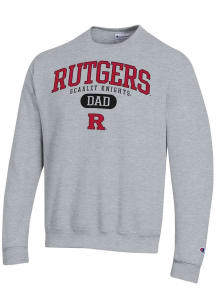 Champion Rutgers Scarlet Knights Mens Grey Dad Pill Powerblend Long Sleeve Crew Sweatshirt