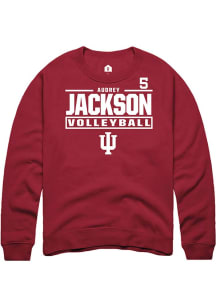 Audrey Jackson Indiana Hoosiers Mens Crimson NIL Stacked Box Player Crew