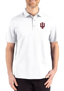 Cutter and Buck Indiana Hoosiers Mens White Advantage Refresh Short Sleeve Polo