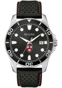 Bulova Harvard Crimson Sport Leather Mens Watch