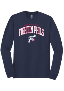 Summit Sportswear Reading Fightin Phils Navy Blue Arch Mascot Long Sleeve T Shirt