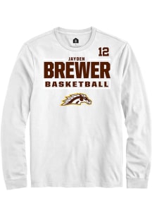 Jayden Brewer Western Michigan Broncos White NIL Stacked Box Long Sleeve Player T Shirt
