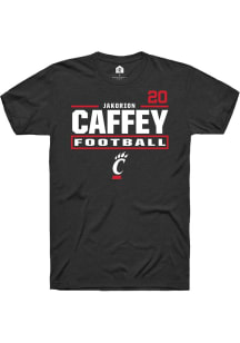 Jakorion Caffey Cincinnati Bearcats Black Football NIL Stacked Box Short Sleeve Player T Shirt