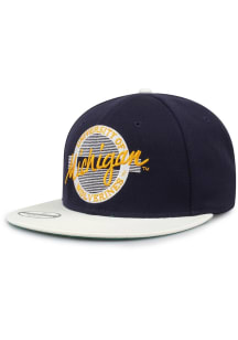 Michigan Wolverines Navy Blue 2T Original Retro Circle Wool Blend Mens Snapback Hat