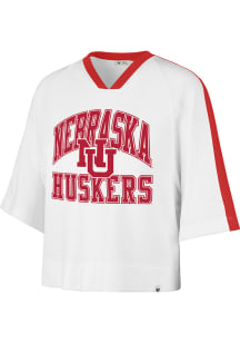47 Nebraska Cornhuskers Womens White Drop Needle Short Sleeve T-Shirt