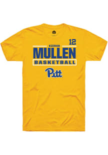 Kieran Mullen Pitt Panthers Gold NIL Stacked Box Short Sleeve Player T Shirt