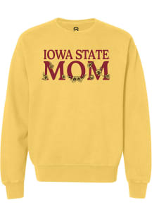 Summit Sportswear Iowa State Cyclones Womens Yellow Floral Mom Crew Sweatshirt