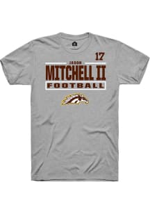 Jason Mitchell II Western Michigan Broncos Grey Football NIL Stacked Box Short Sleeve Player T Shi..