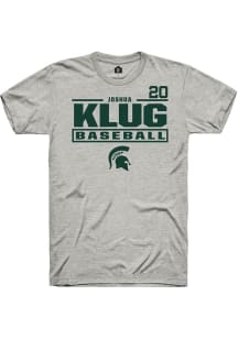 Joshua Klug  Michigan State Spartans Ash Rally NIL Stacked Box Short Sleeve T Shirt