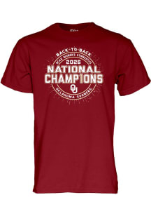 Blue 84 Oklahoma Sooners Crimson 2026 Women's Gymnastics National Champions Back-To-Back Short Sle..