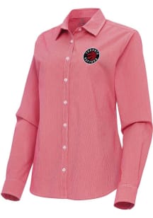 Antigua Toronto Raptors Womens Porter Long Sleeve Red Dress Shirt