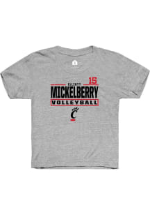 Elliott Mickelberry Cincinnati Bearcats Youth Grey NIL Stacked Box Player Tee
