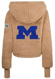 Jill Martin Michigan Wolverines Womens Brown Bedazzled Cropped Lounger Medium Weight Jacket