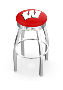 Wisconsin Badgers 3 Ring Chrome Seat Pub Stool - Silver