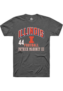 Patrick Mahoney III Illinois Fighting Illini Dark Grey Football NIL Arch Logo Short Sleeve Player..