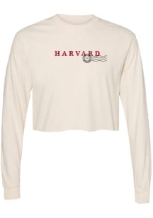 Summit Sportswear Harvard Crimson Womens Ivory Postcard LS Tee