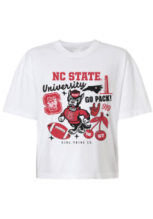 NC State Wolfpack Womens White Boxy Short Sleeve T-Shirt