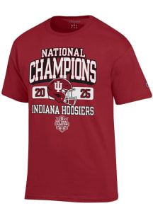 Champion Indiana Hoosiers Red 2025 CFP National Champions Short Sleeve T Shirt
